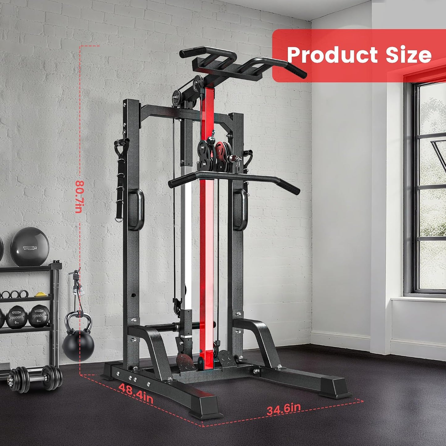Pull up Bar Power Tower Dip Station with Cable Machine, 450LB Home Gym | Pull up Bar, Dip Station and 16-Position Cable System for Pull Ups, Dips, Lat Pulldowns, Rows and Full-Body Training