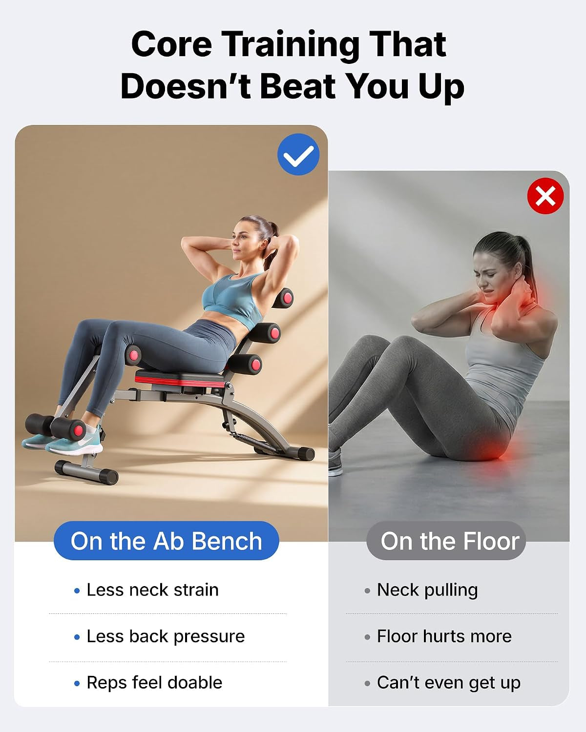Ab Machine, Adjustable Ab Trainer, Sit up Exercise Equipment 300LBS | Multi-Functional Adjustable Ab Workout Bench, Home Gym Equipment, Automatic Rebound, Core Ab Training