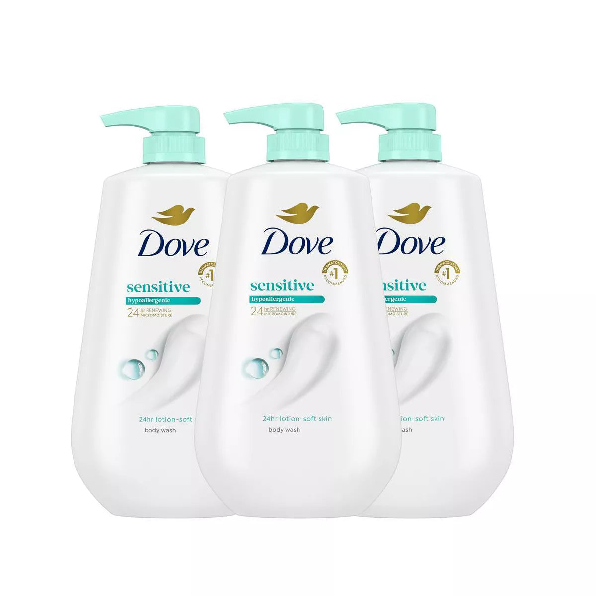 Dove Beauty Sensitive Skin Body Wash Pump 24Hr Lotion-Soft Skin