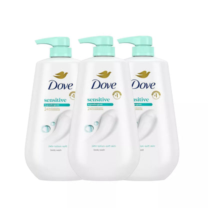 Dove Beauty Sensitive Skin Body Wash Pump 24Hr Lotion-Soft Skin