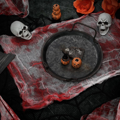 7 Pcs Halloween Bloody Gauze Tablecloth and Placemats Set 85" X 60" Horror Spooky Rectangle Table Cover and 6 Pcs Scary Table Mats for Halloween Haunted Zombie House Party Decoration