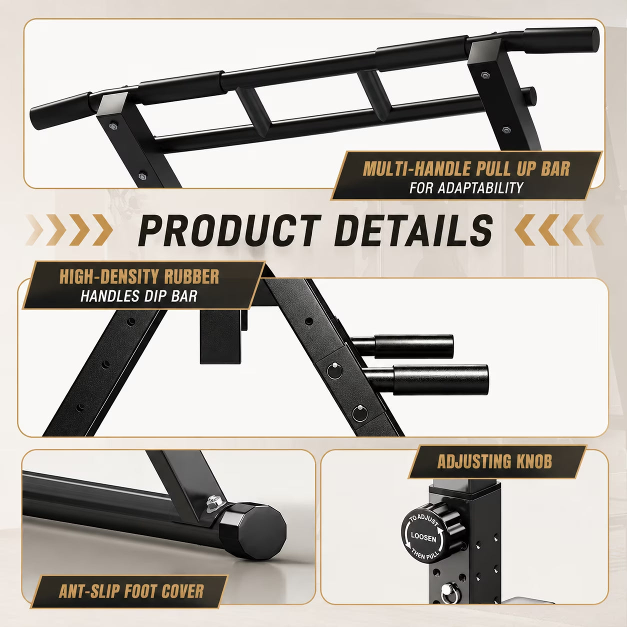 Pull up & Dip Bar Station, Multi-Function Home Gym Strength Training Equipment for Men & Women Muscle Building
