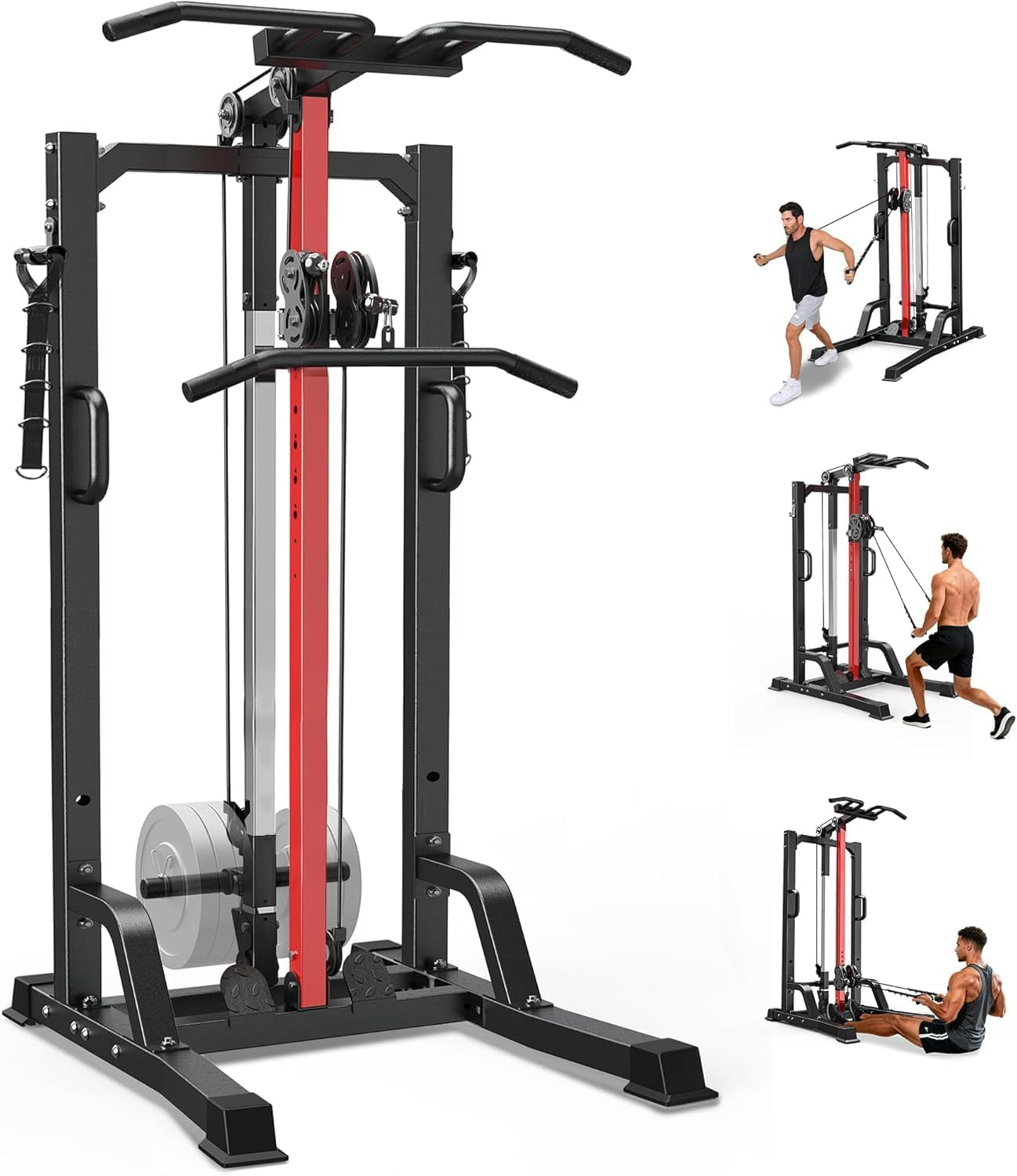 Pull up Bar Power Tower Dip Station with Cable Machine, 450LB Home Gym | Pull up Bar, Dip Station and 16-Position Cable System for Pull Ups, Dips, Lat Pulldowns, Rows and Full-Body Training