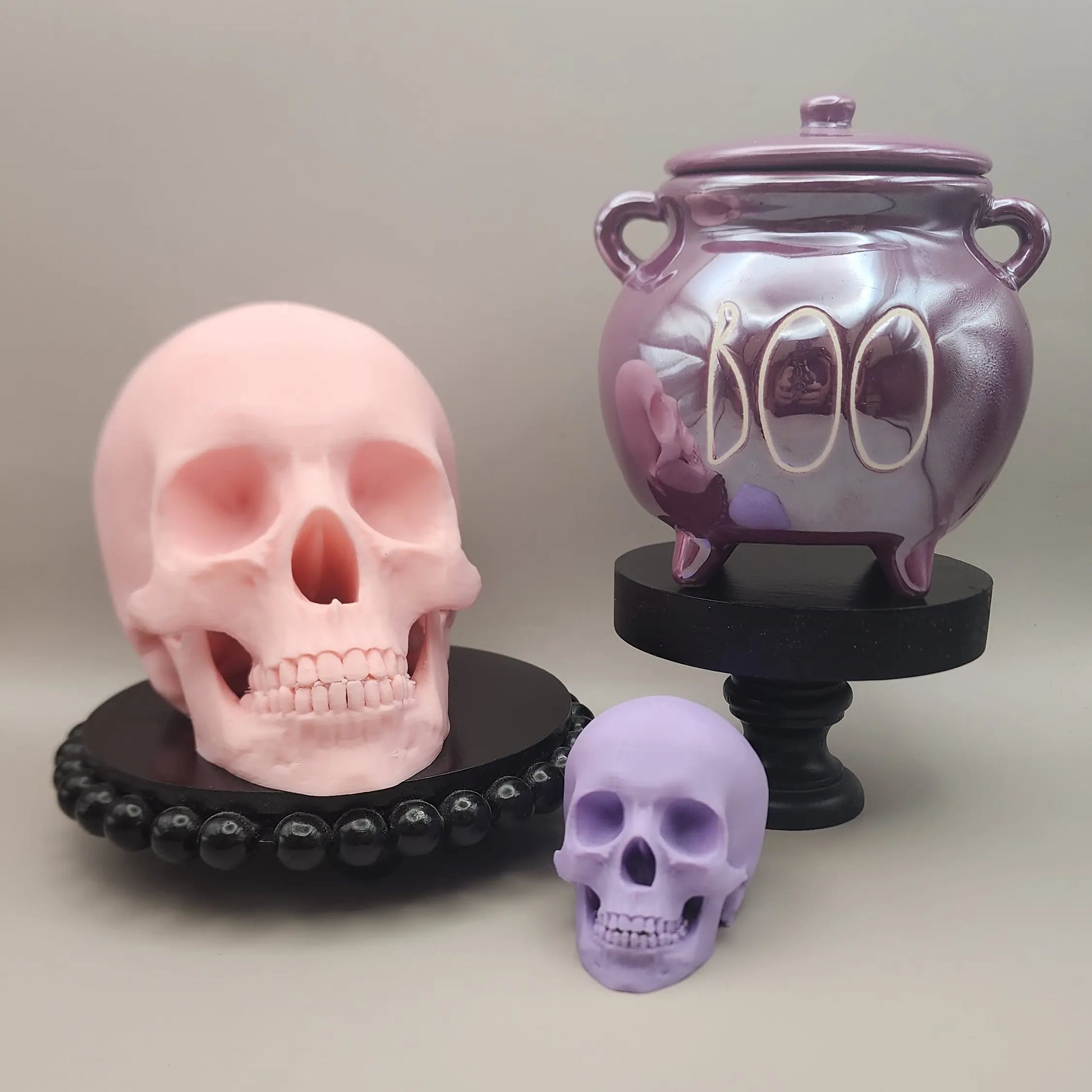 3D Skeleton Head, Halloween Skeleton, Halloween Display, Halloween Tiered Tray Decor, Pink Halloween Decor, Pastel Halloween