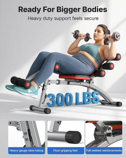 Ab Machine, Adjustable Ab Trainer, Sit up Exercise Equipment 300LBS | Multi-Functional Adjustable Ab Workout Bench, Home Gym Equipment, Automatic Rebound, Core Ab Training