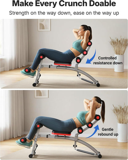 Ab Machine, Adjustable Ab Trainer, Sit up Exercise Equipment 300LBS | Multi-Functional Adjustable Ab Workout Bench, Home Gym Equipment, Automatic Rebound, Core Ab Training