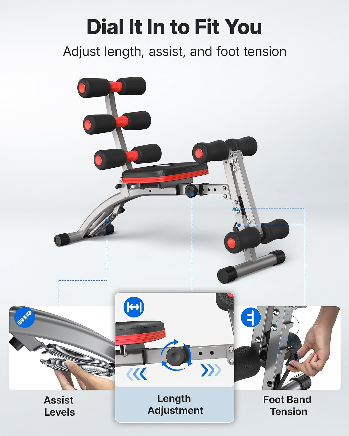 Ab Machine, Adjustable Ab Trainer, Sit up Exercise Equipment 300LBS | Multi-Functional Adjustable Ab Workout Bench, Home Gym Equipment, Automatic Rebound, Core Ab Training